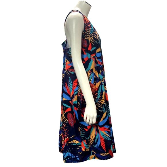 CCC Colorful Bohemian Style Spaghetti Strap Dress V Neck Tropical Leaf Print Med - Picture 4 of 8